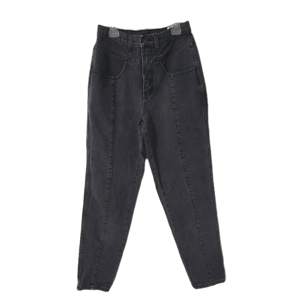 Vintage 80s 90s Black Denim Tapered Jeans Womens Size 9